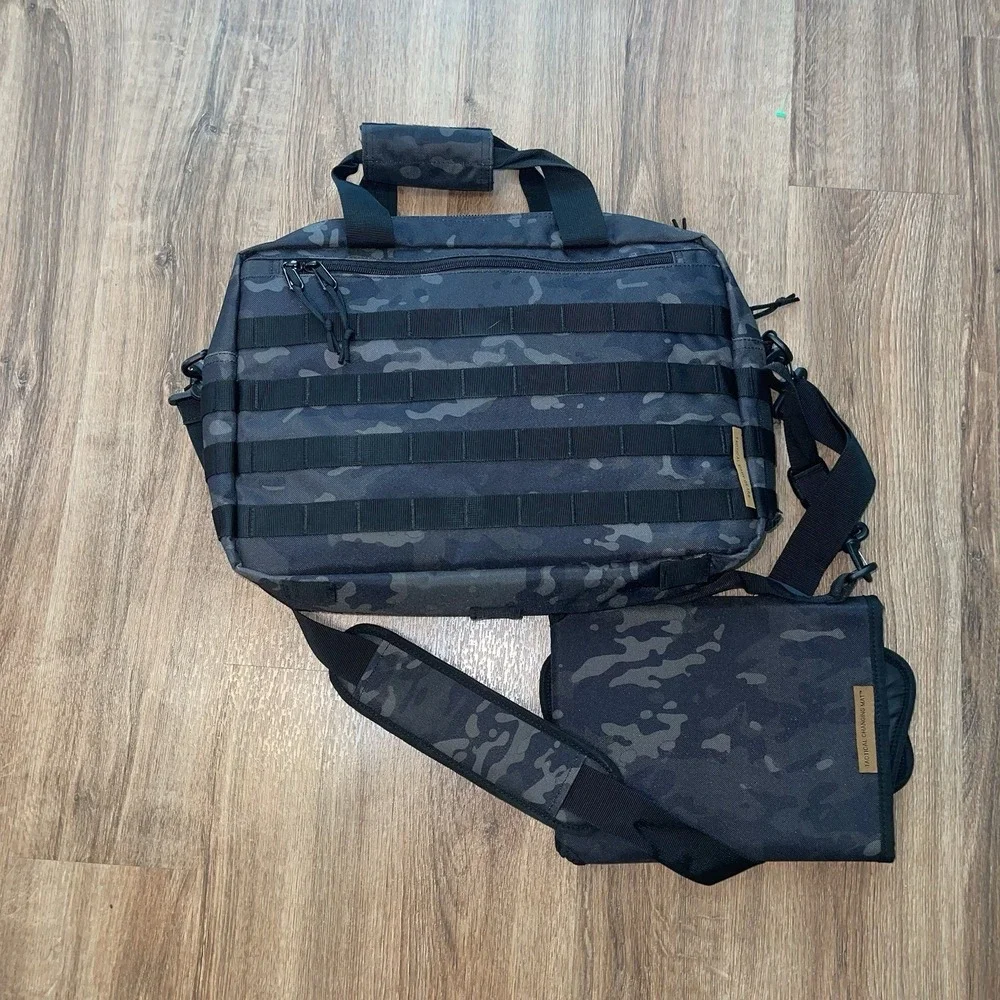 Tactical Baby Gear TBG Deuce 2.0 Diaper Bag Black Camo Patches With Changing Pad